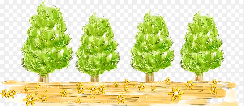 卡通小树绿植图案