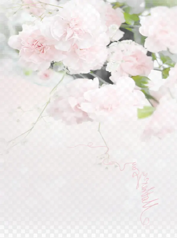 白色手绘花朵美景母亲节装饰