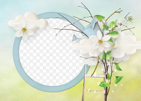 白色花朵圆形边框