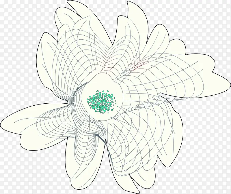 白色线条创意花朵
