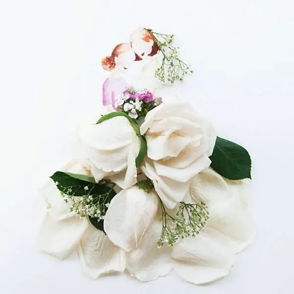 手绘白色花朵婚礼插画