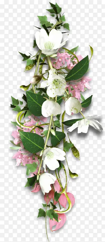 绿色植物白色花朵装饰