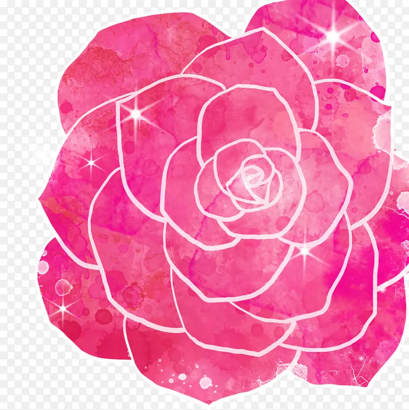 粉色手绘星光玫瑰花
