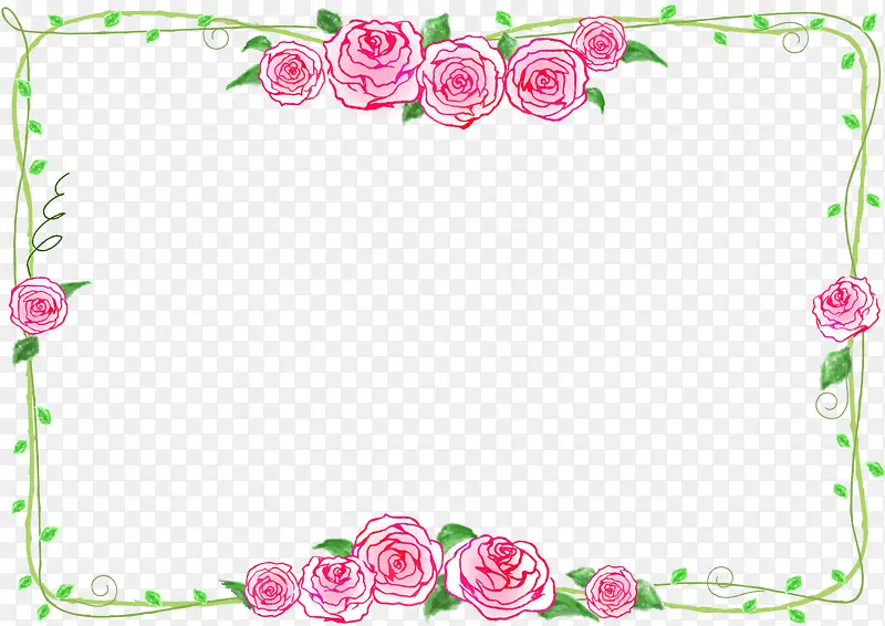 边框粉色玫瑰花