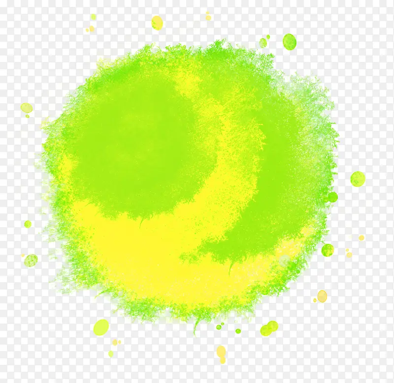手绘黄绿色墨迹夏季装饰