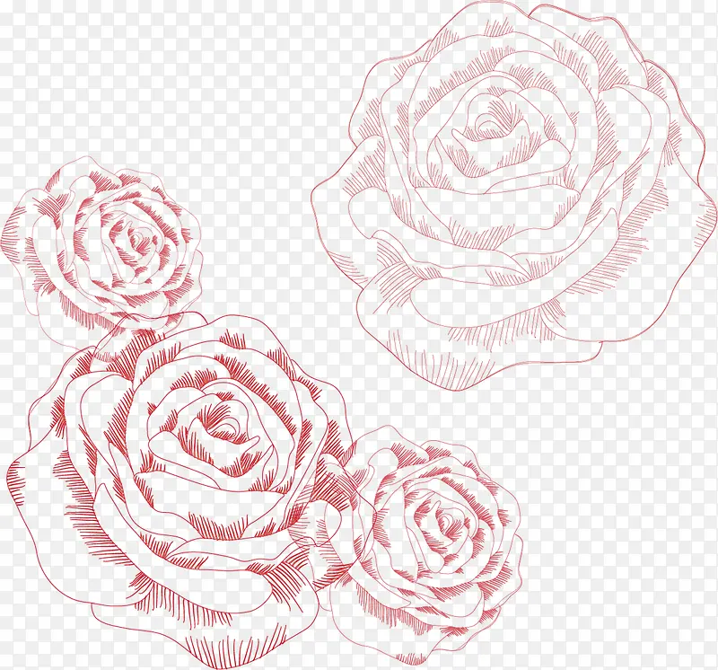 矢量手绘线条玫瑰花