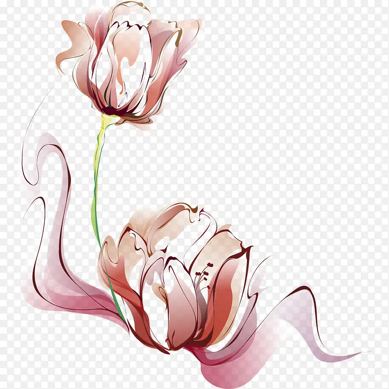 手绘玫瑰花素材