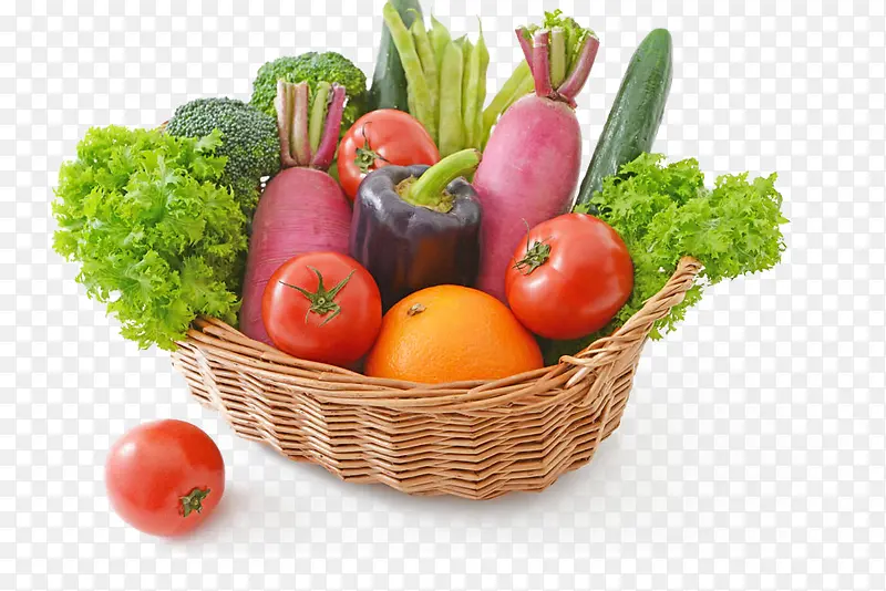 装在篮子里面的新鲜蔬菜