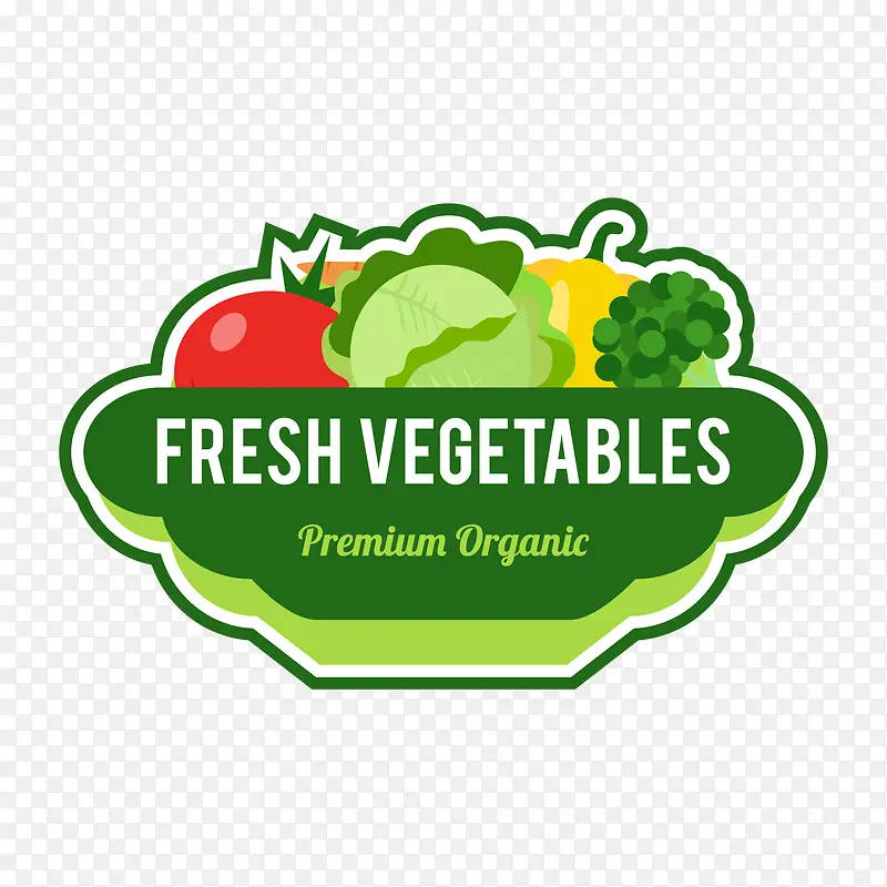 绿色新鲜蔬菜标签矢量图
