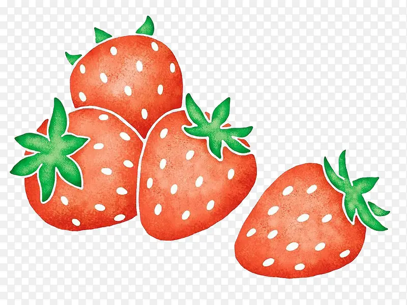水彩可爱水果插图新鲜草莓