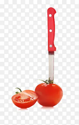 插在西红柿上的刀