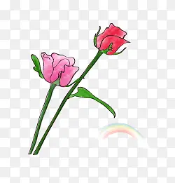 卡通手绘玫瑰花花束