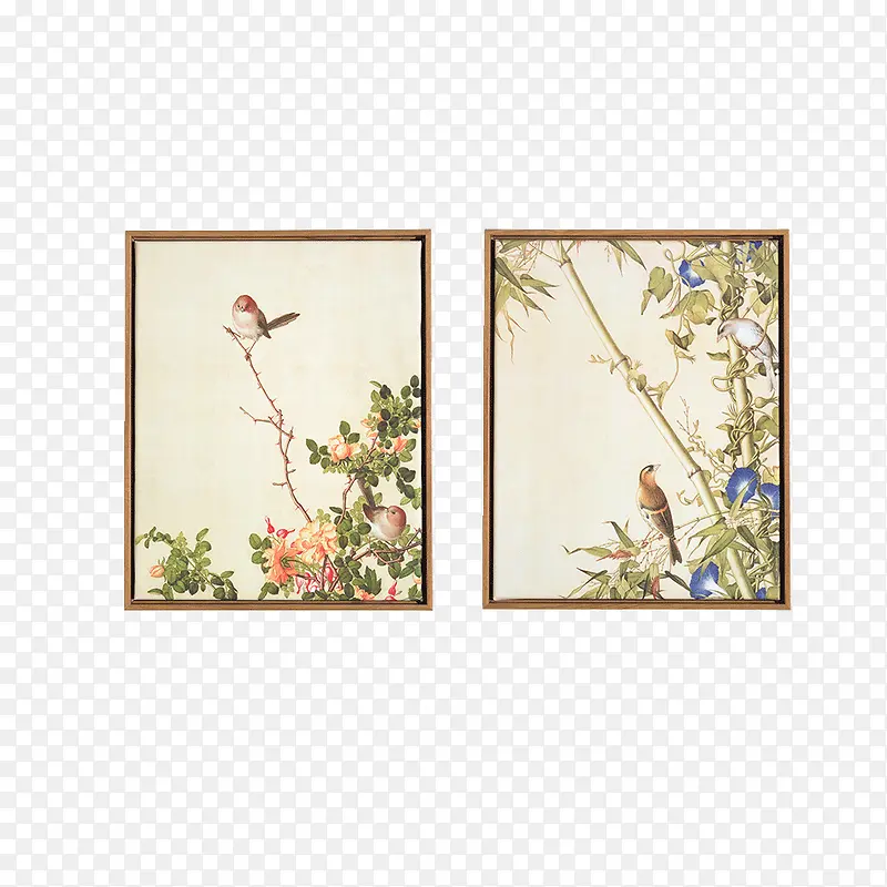 喜鹊翠竹挂画