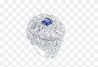 蓝色宝石钻石戒指