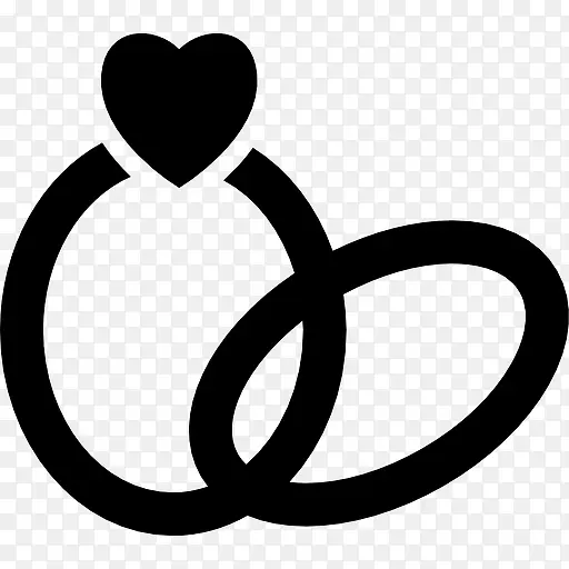 结婚戒指与心脏图标