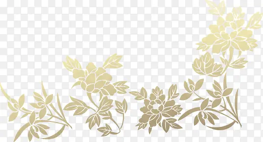 金色古风花朵叶子装饰
