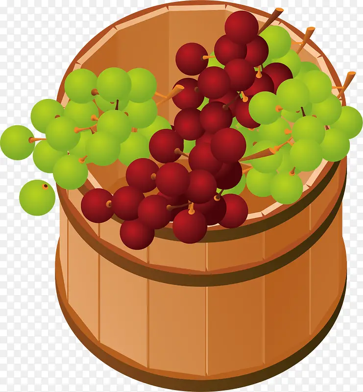 矢量木桶里的葡萄