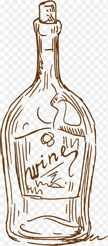 手绘葡萄酒美酒酒瓶