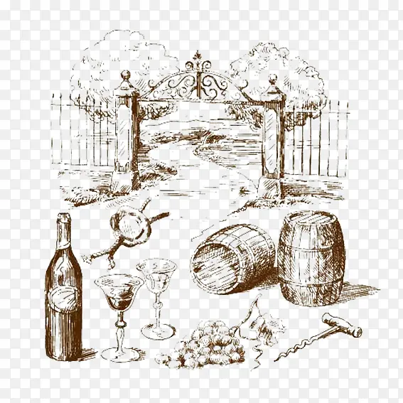 葡萄酒庄园图案