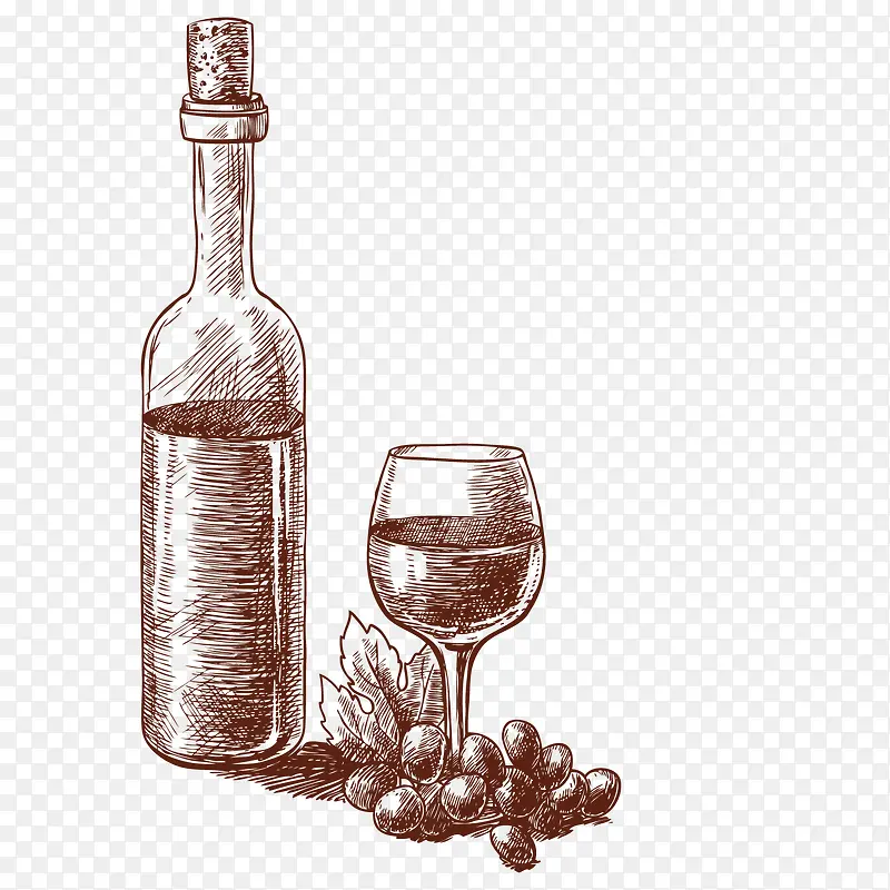 手绘葡萄酒