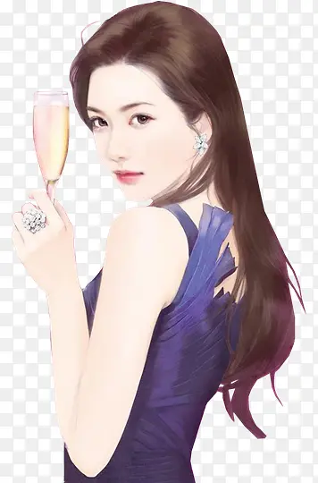 手执酒杯性感美女