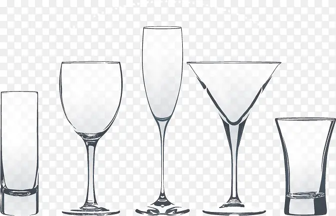 矢量手绘6个玻璃杯