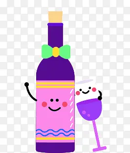 卡通酒杯 卡通酒瓶png素材