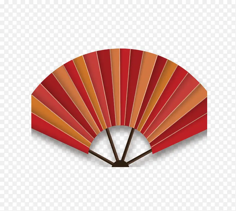 矢量红色中国风折扇