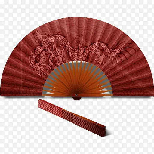 超清晰中国龙折扇