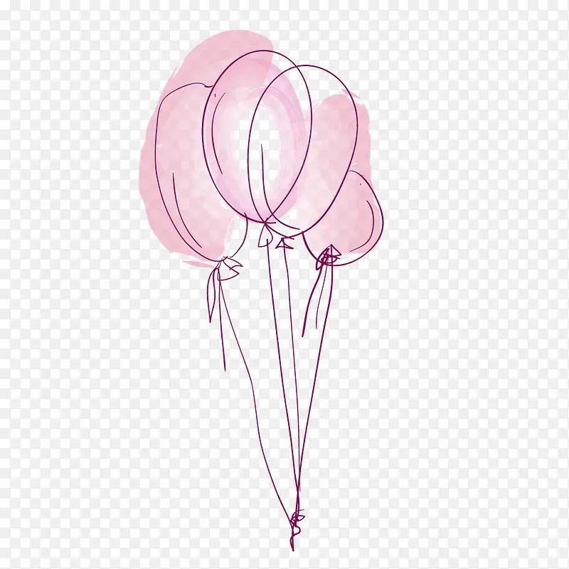 矢量水彩粉色气球