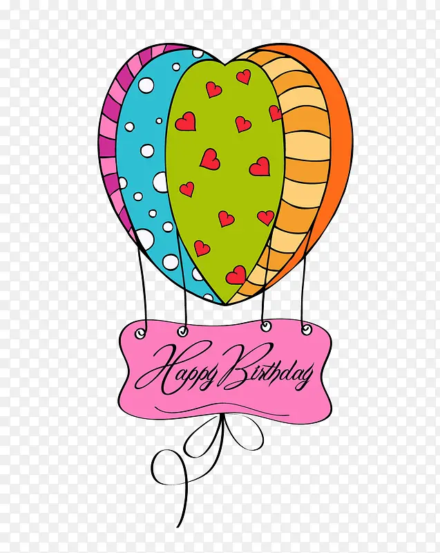 爱心生日快乐气球卡通