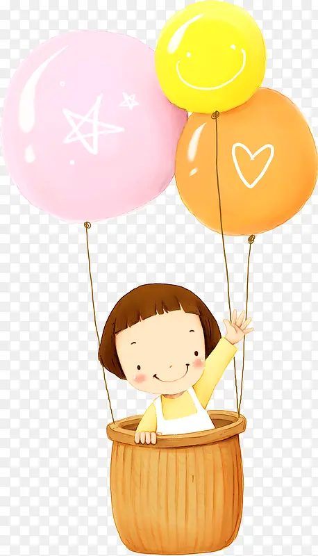 黄粉色手绘气球插图