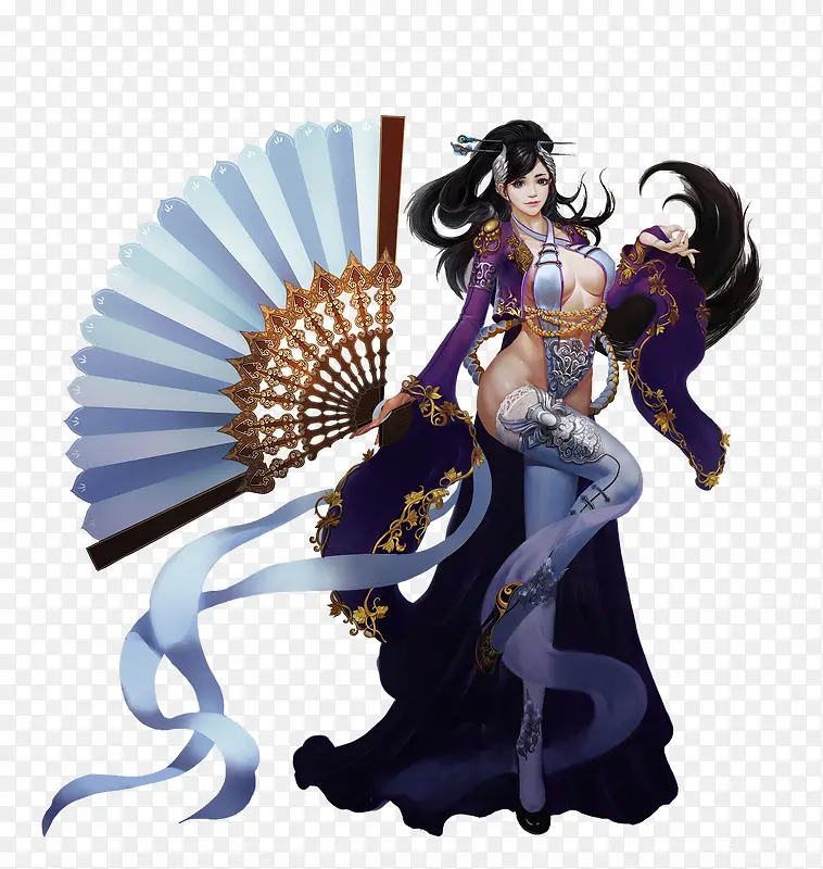 白色扇子黑色衣服