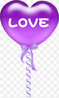 手绘紫色爱心气球