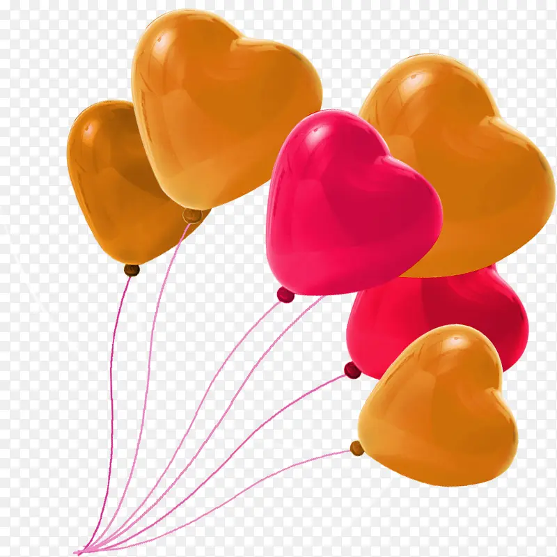 橙色清新爱心气球装饰图案