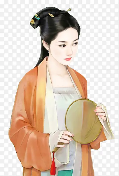 古典长裙美女扇子