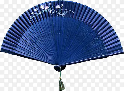 蓝色中国风纸扇子