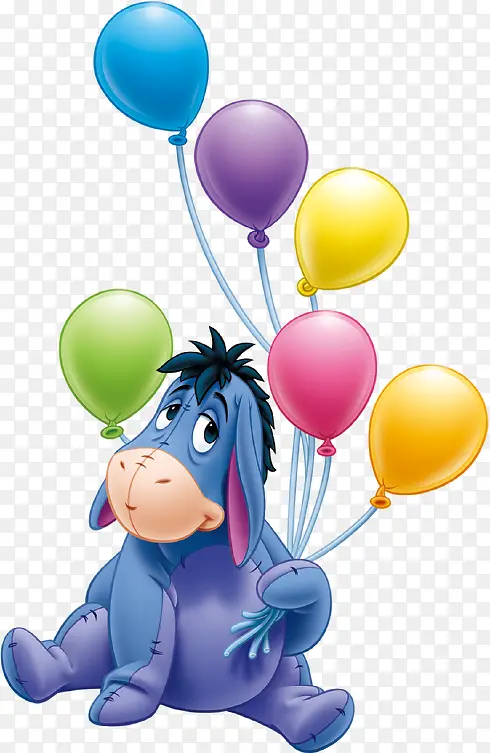 手绘蓝色小毛驴彩色气球