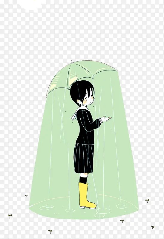 打伞的黑衣服女孩