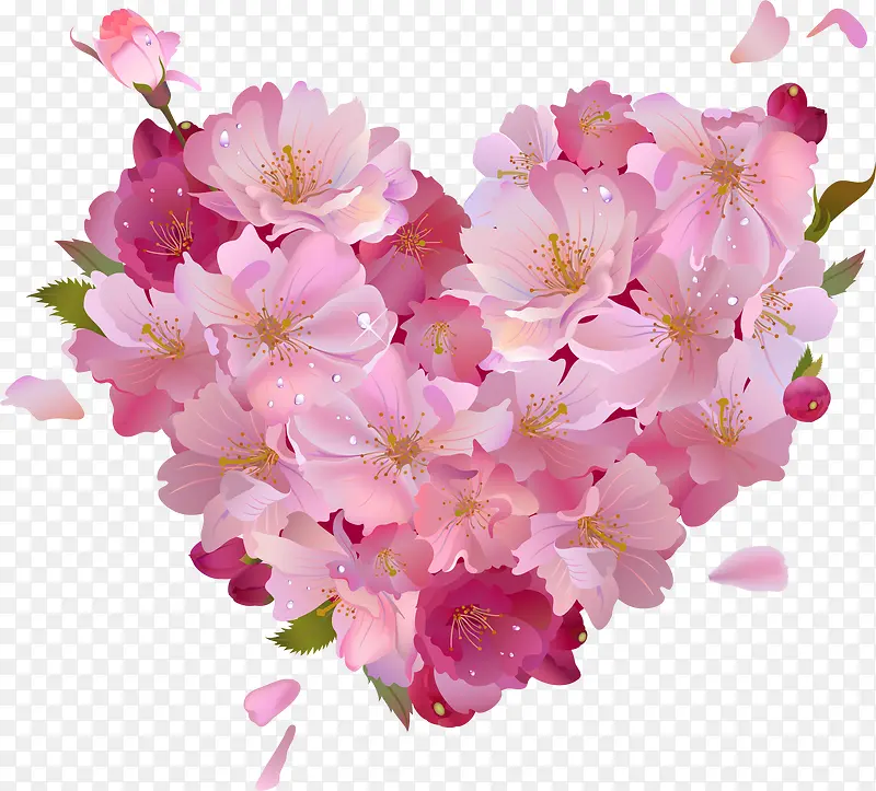 粉色温馨花朵爱心造型