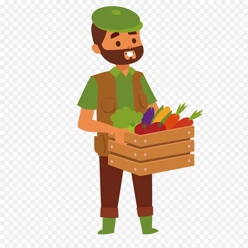 矢量绿色衣服农夫蔬菜