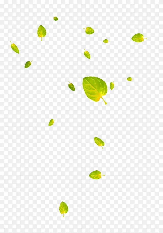 绿色清新树叶漂浮素材