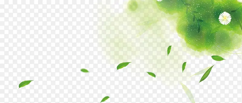 绿色清新花朵树叶白云装饰