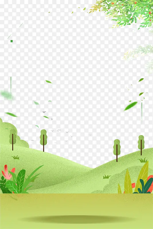 绿色清新创意草地春季海报设计