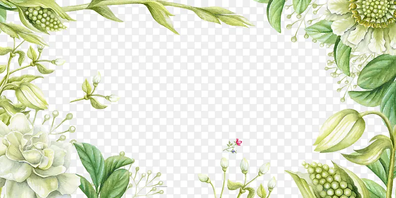 绿色小清新花草装饰边框