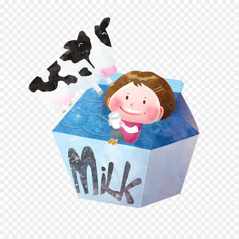 卡通牛奶盒