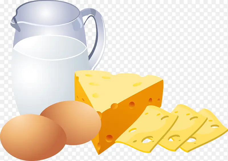 鸡蛋牛奶奶酪插图矢量图
