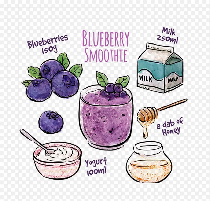 彩绘插画蓝莓