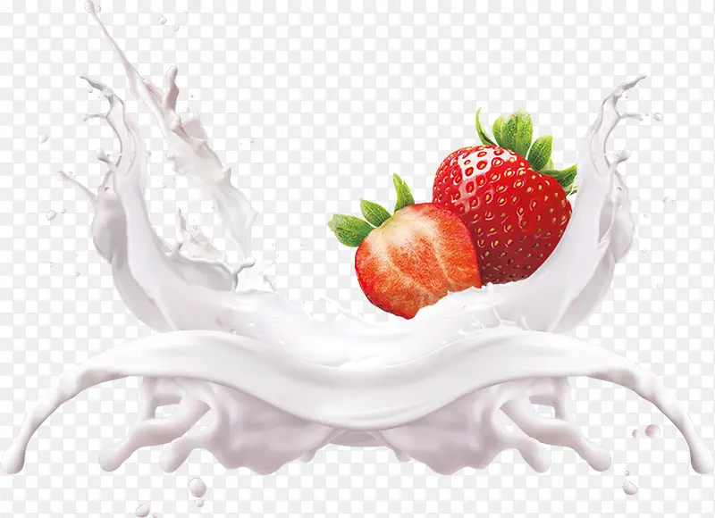 牛奶效果草莓素材