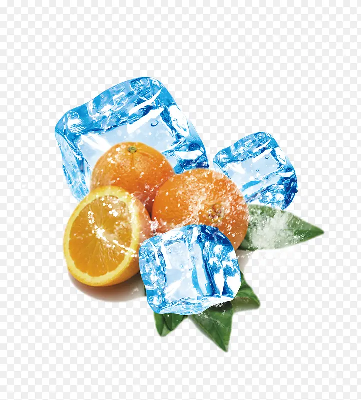 清爽冰块橙子